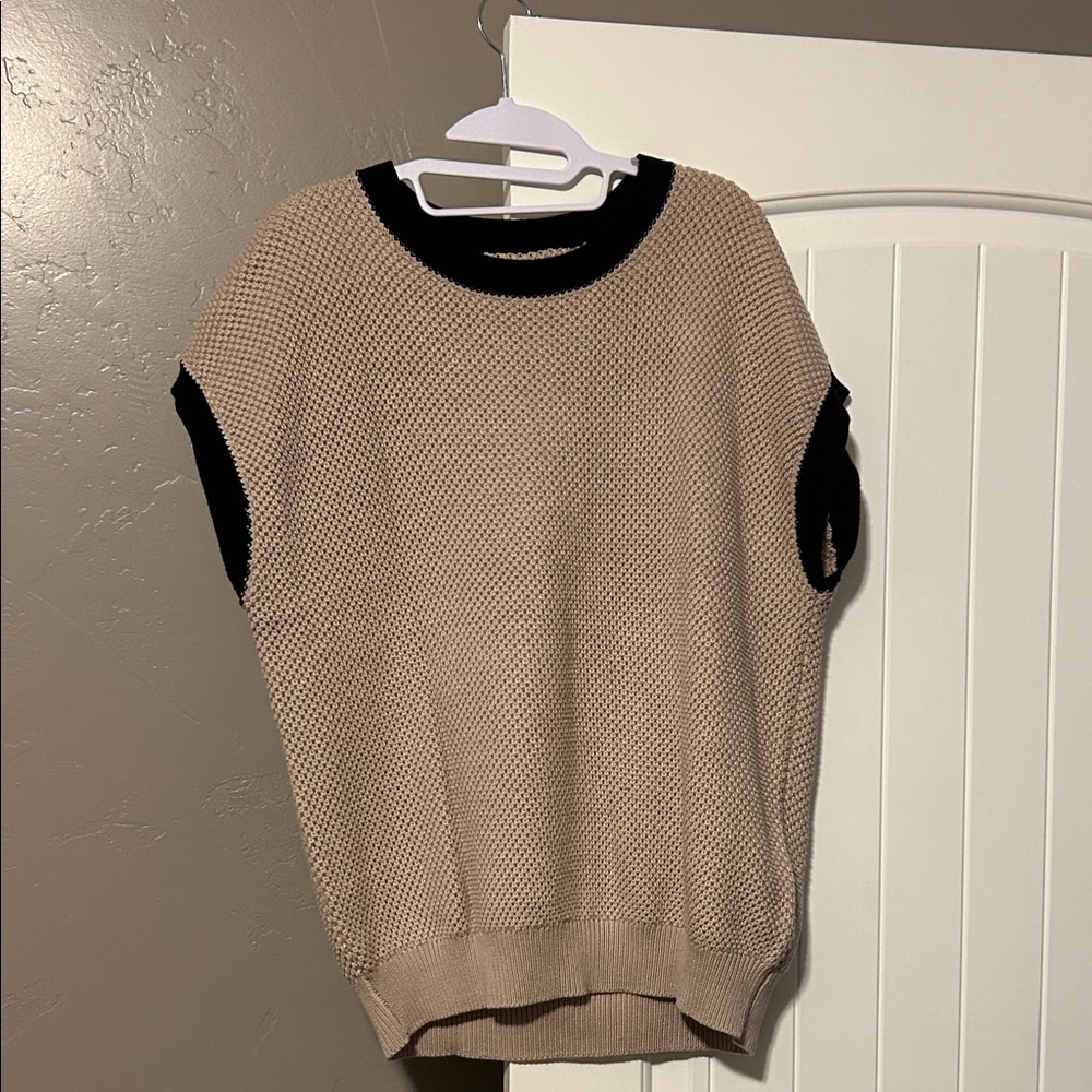 Womens  Beige and Black Sweater